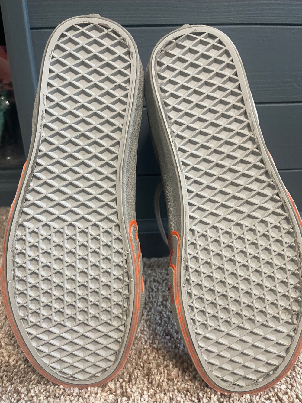 Vans Men’s High-Top Suede Sneakers - Gray Suede with Orange Flame - Picture 6 of 7